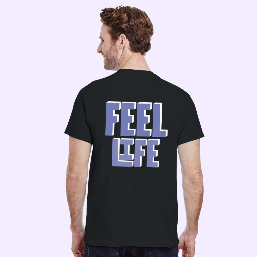 FEEL LIFE | Black Heavyweight T-Shirt | Unisex