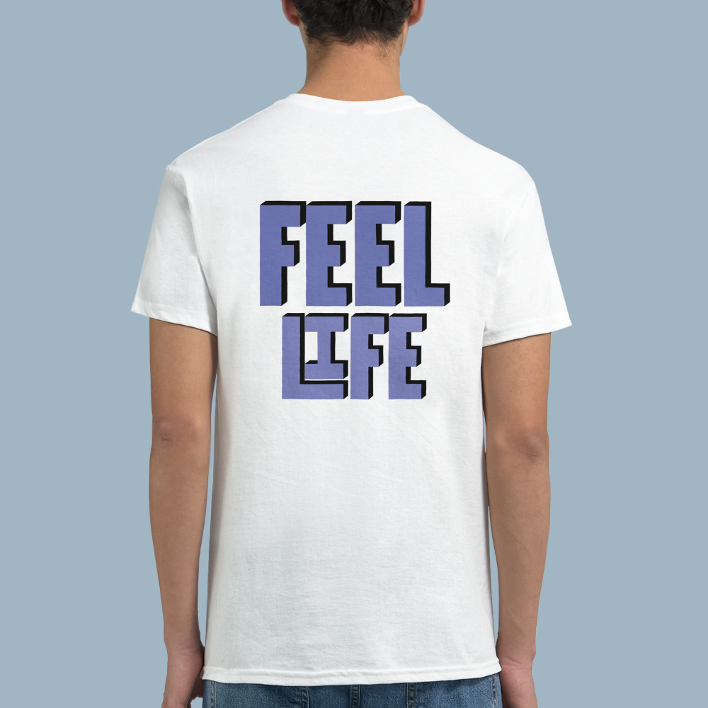 FEEL LIFE | White Heavyweight T-Shirt | Unisex