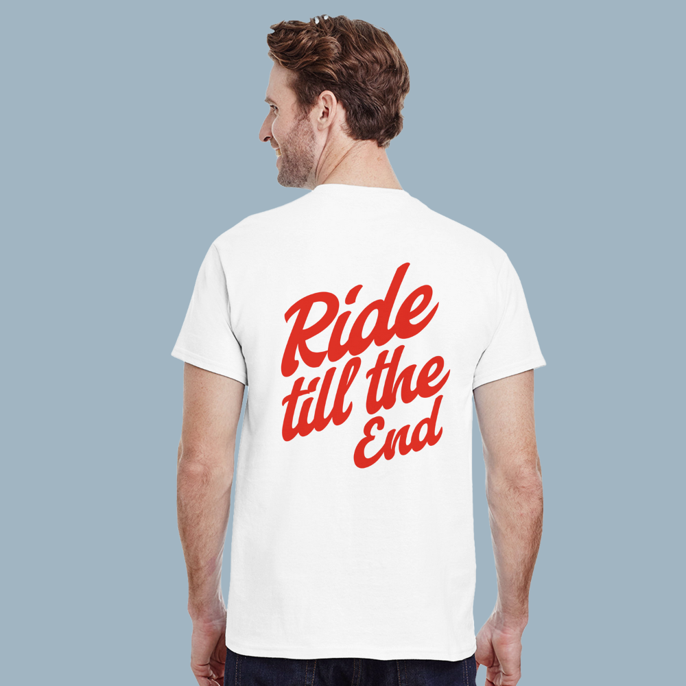 RIDE TILL THE END | White Heavyweight T-Shirt | Unisex