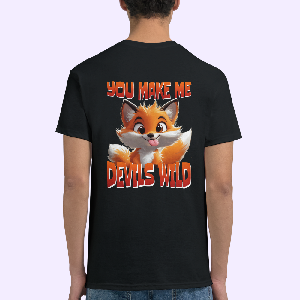 YOU MAKE ME FOX DEVILS WILD | Black Heavyweight T-Shirt | Unisex