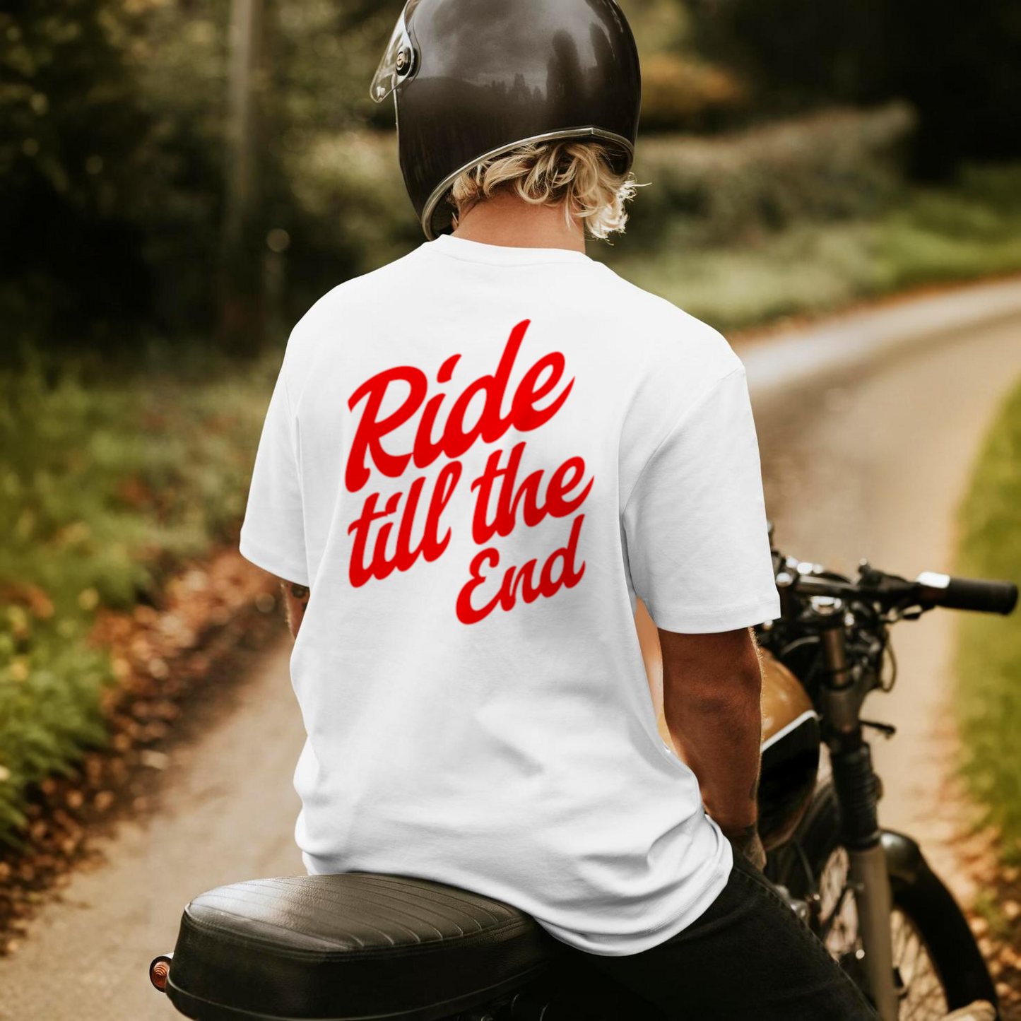 RIDE TILL THE END | White Heavyweight T-Shirt | Unisex
