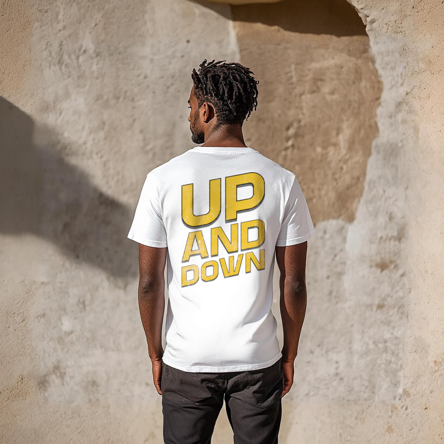 UP AND DOWN | White Heavyweight T-Shirt | Unisex