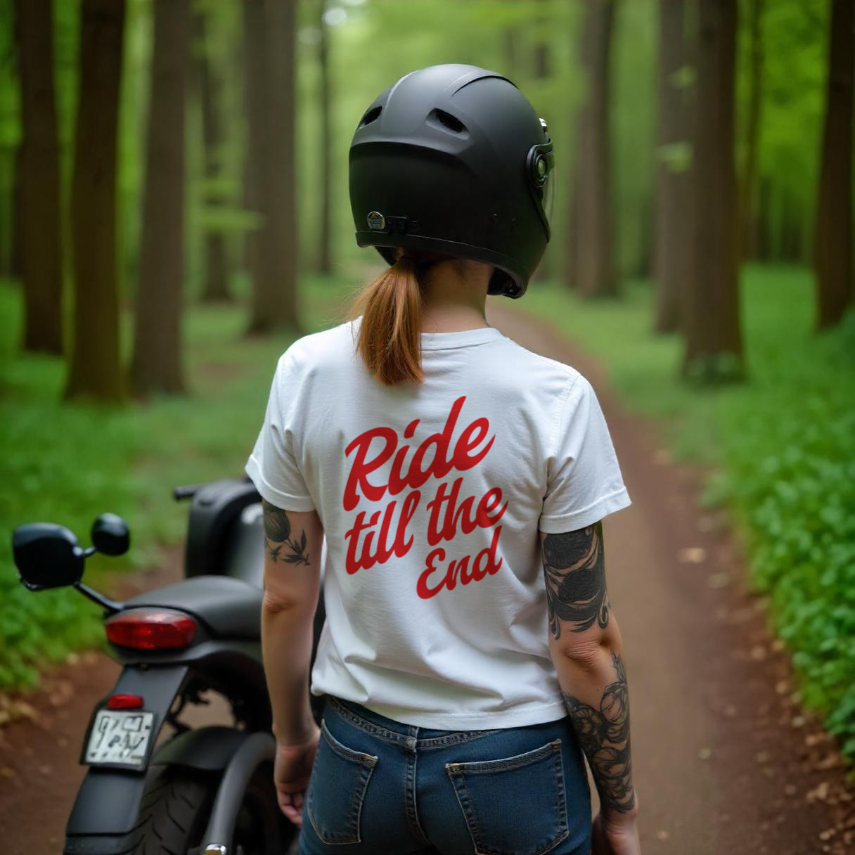 RIDE TILL THE END | White Heavyweight T-Shirt | Unisex