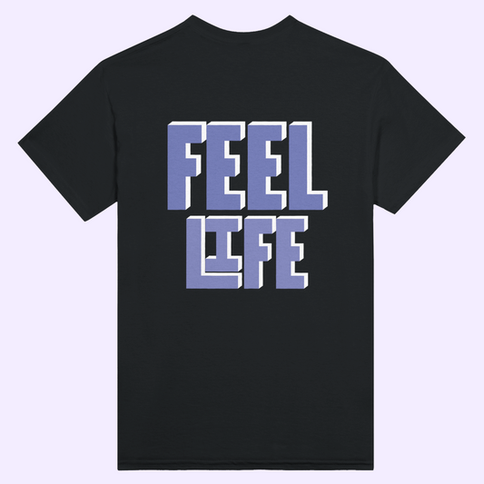 FEEL LIFE | Black Heavyweight  T-Shirt | Unisex