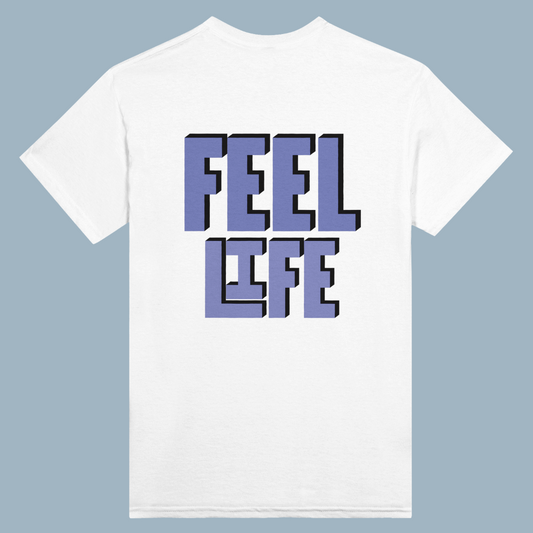 FEEL LIFE | White Heavyweight  T-Shirt | Unisex