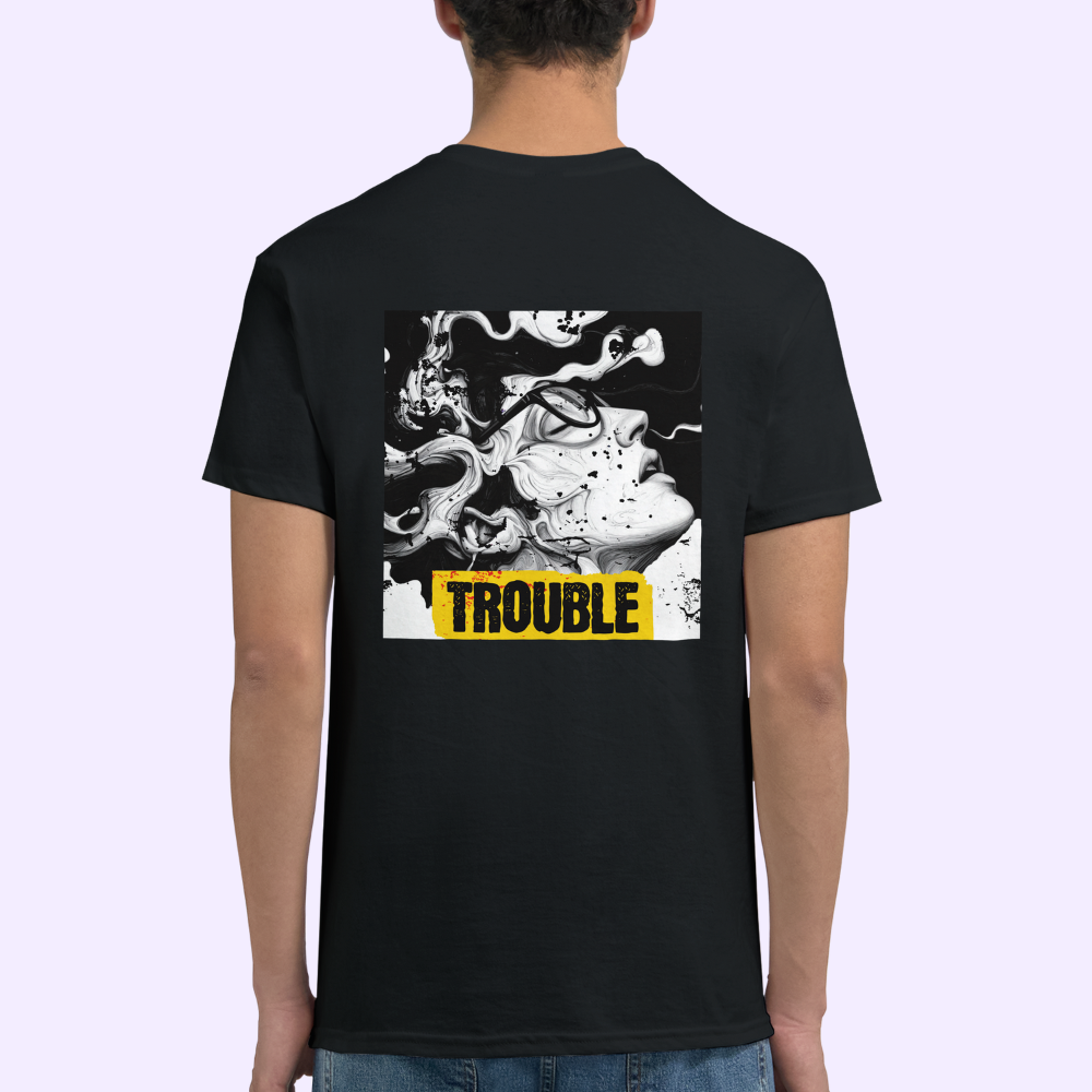 TROUBLE | Black Heavyweight  T-Shirt | Unisex