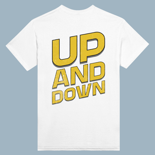 UP AND DOWN | White Heavyweight  T-Shirt | Unisex