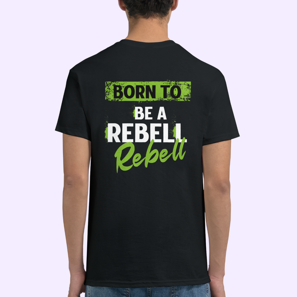 BORN TO BE A REBELL | Black Heavyweight  T-Shirt | Unisex
